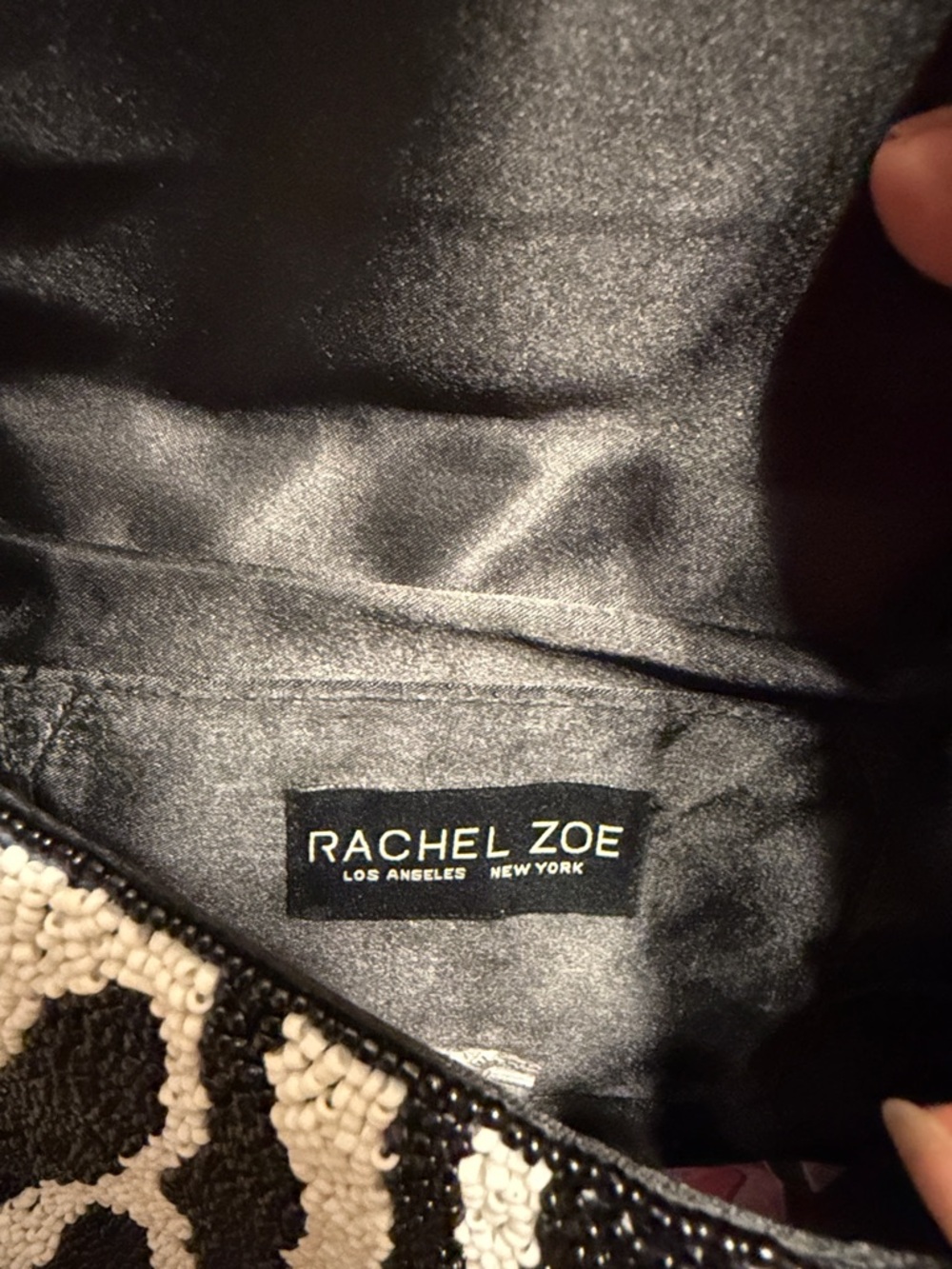 Rachel Zoe Beaded Zebra-Print Shoulder Bag - Black & White - Picture 2 of 4